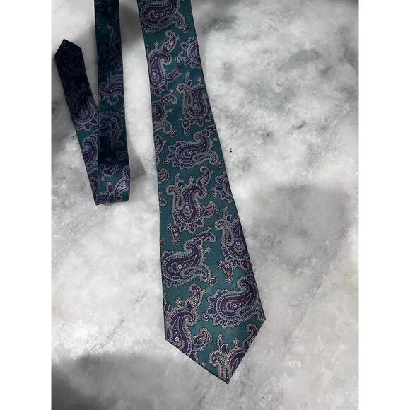 Vintage Dior Silk Tie Blue Teal Paisley Necktie - Etsy Norway Vtg Christian Dior Monsieur Paisley Tie 100% Silk Teal Italy Fabric Made USA